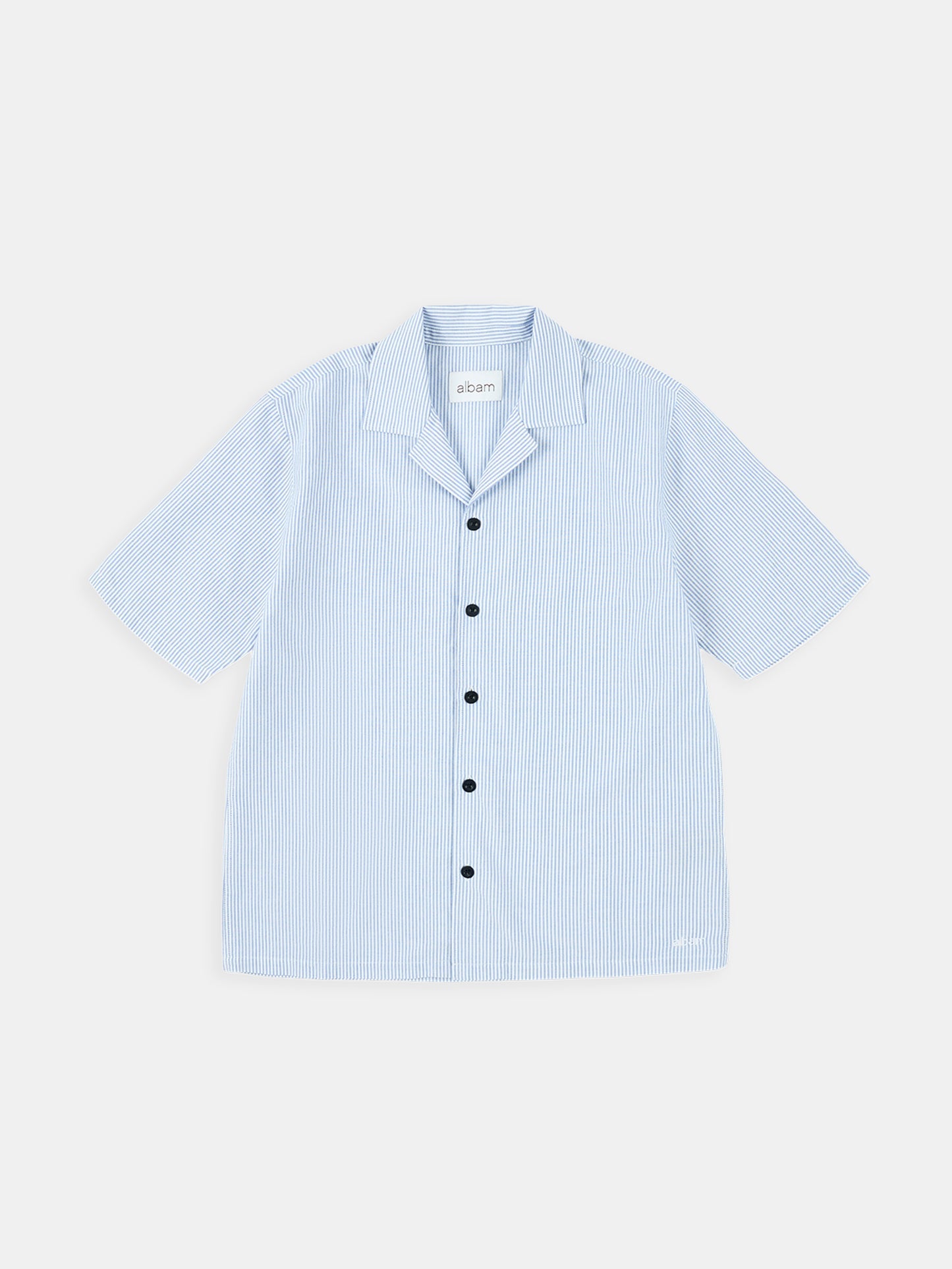 Oxford Stripe Fenton Shirt in Washed Blue