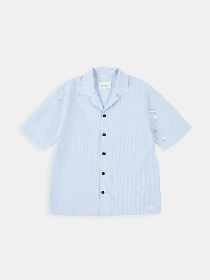 Oxford Stripe Fenton Shirt in Washed Blue