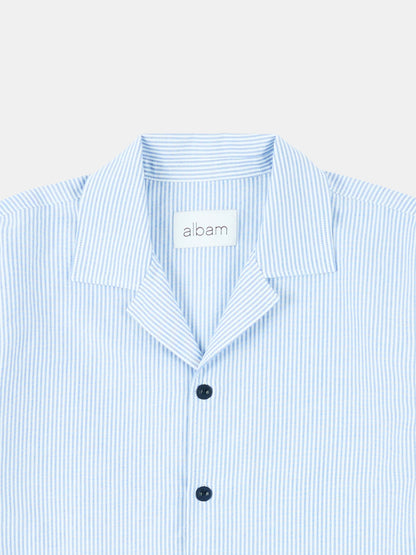 Oxford Stripe Fenton Shirt in Pale Blue