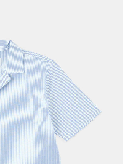 Oxford Stripe Fenton Shirt in Washed Blue