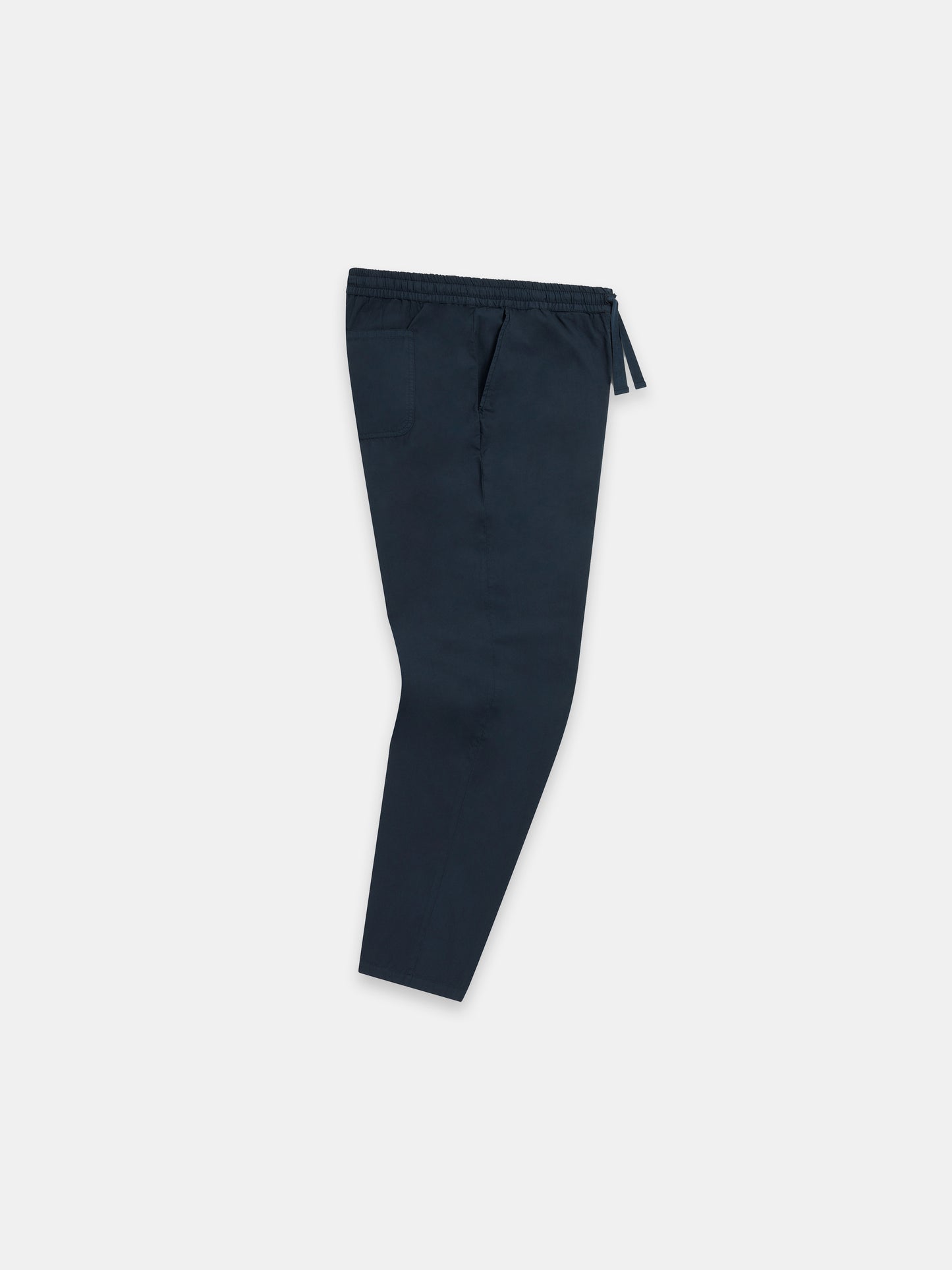 Poplin Drawstring Trouser in Dark Navy