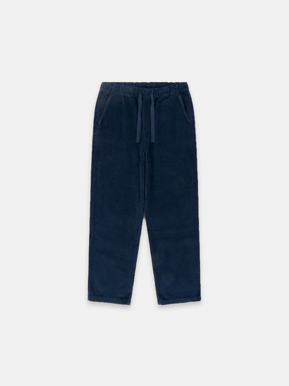 Simple Cord Drawstring Trouser in Washed Navy