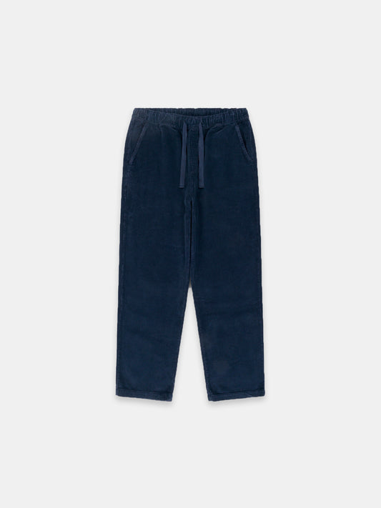 Simple Cord Drawstring Trouser in Washed Navy