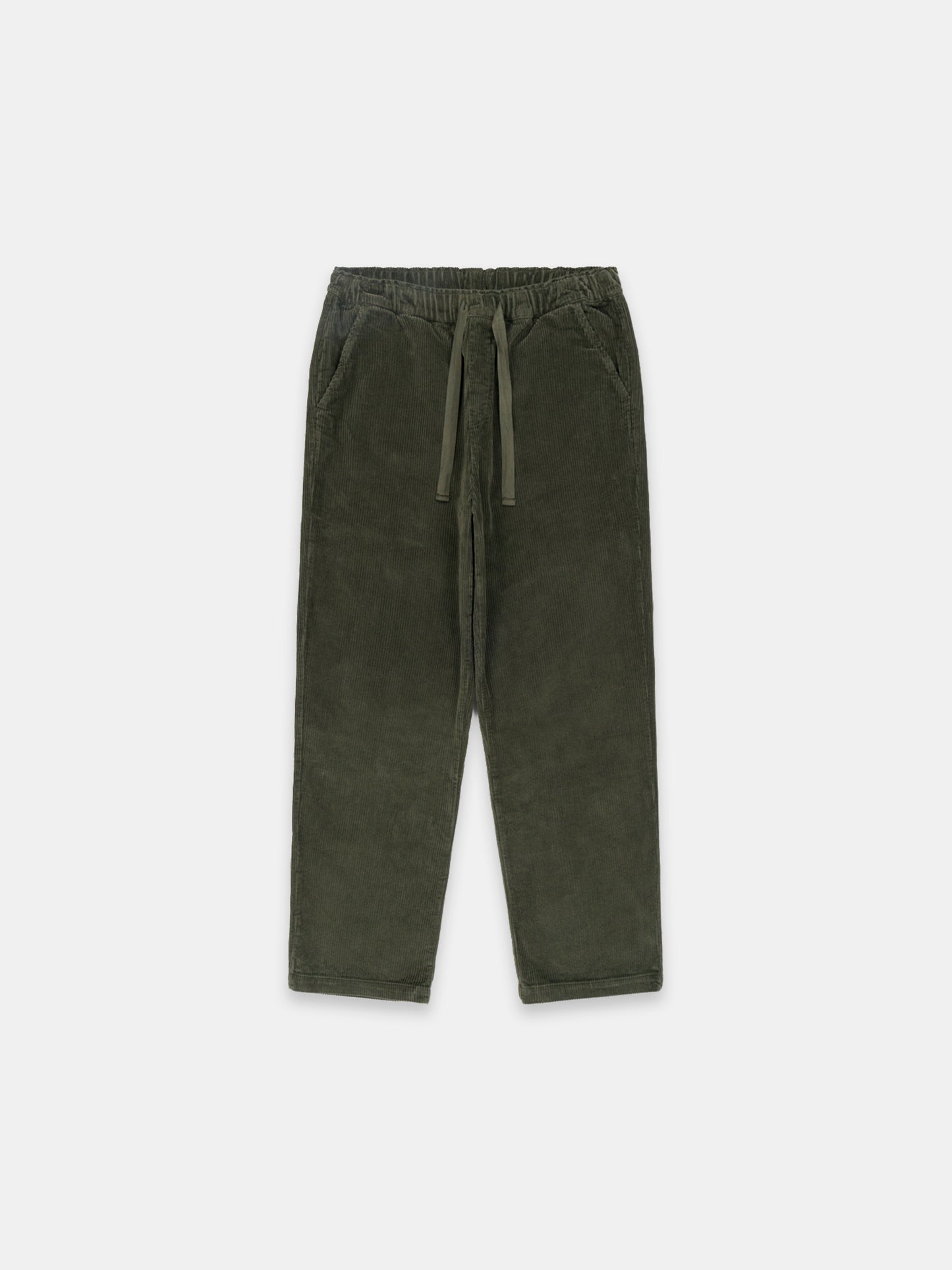 Simple Cord Drawstring Trouser in Washed Green