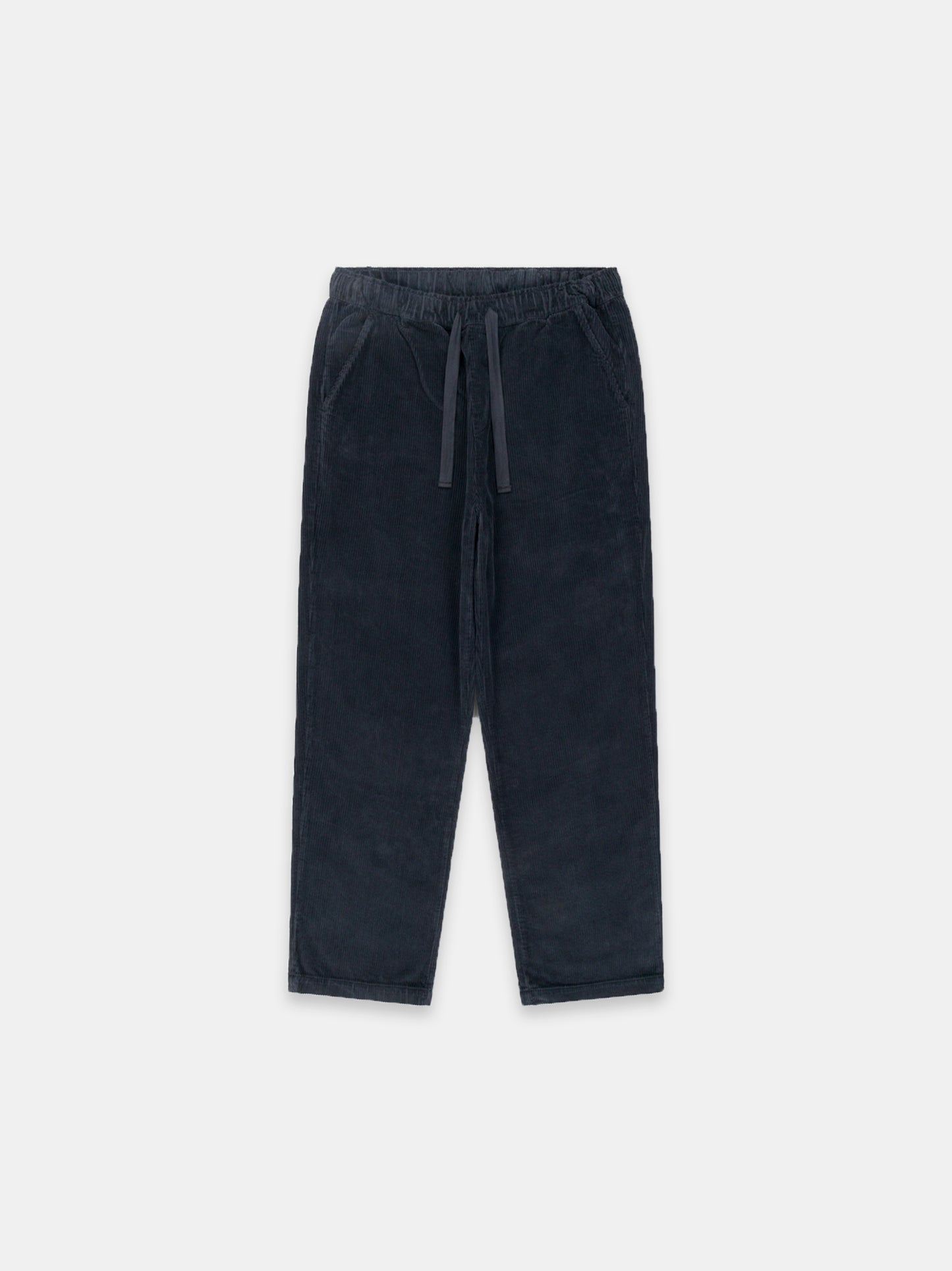 Simple Cord Drawstring Trouser in Washed Black