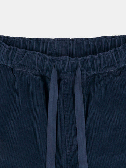 Simple Cord Drawstring Trouser in Washed Navy