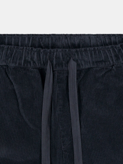 Simple Cord Drawstring Trouser in Washed Black