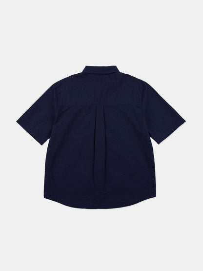 Derby Seersucker Shirt in Dark Navy