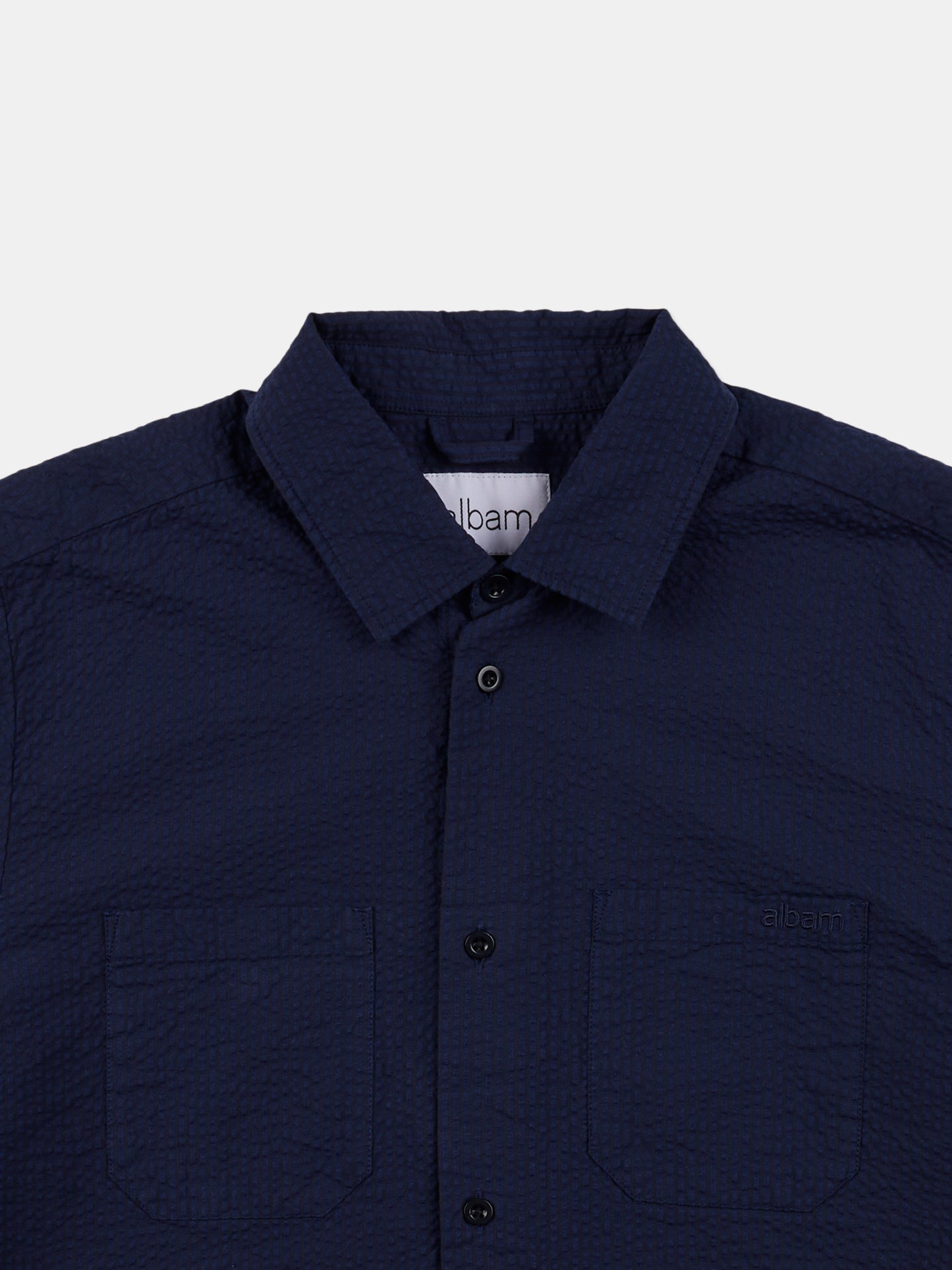 Derby Seersucker Shirt in Dark Navy