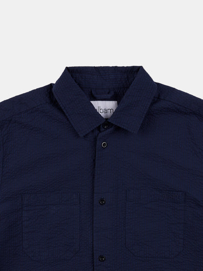 Derby Seersucker Shirt in Dark Navy