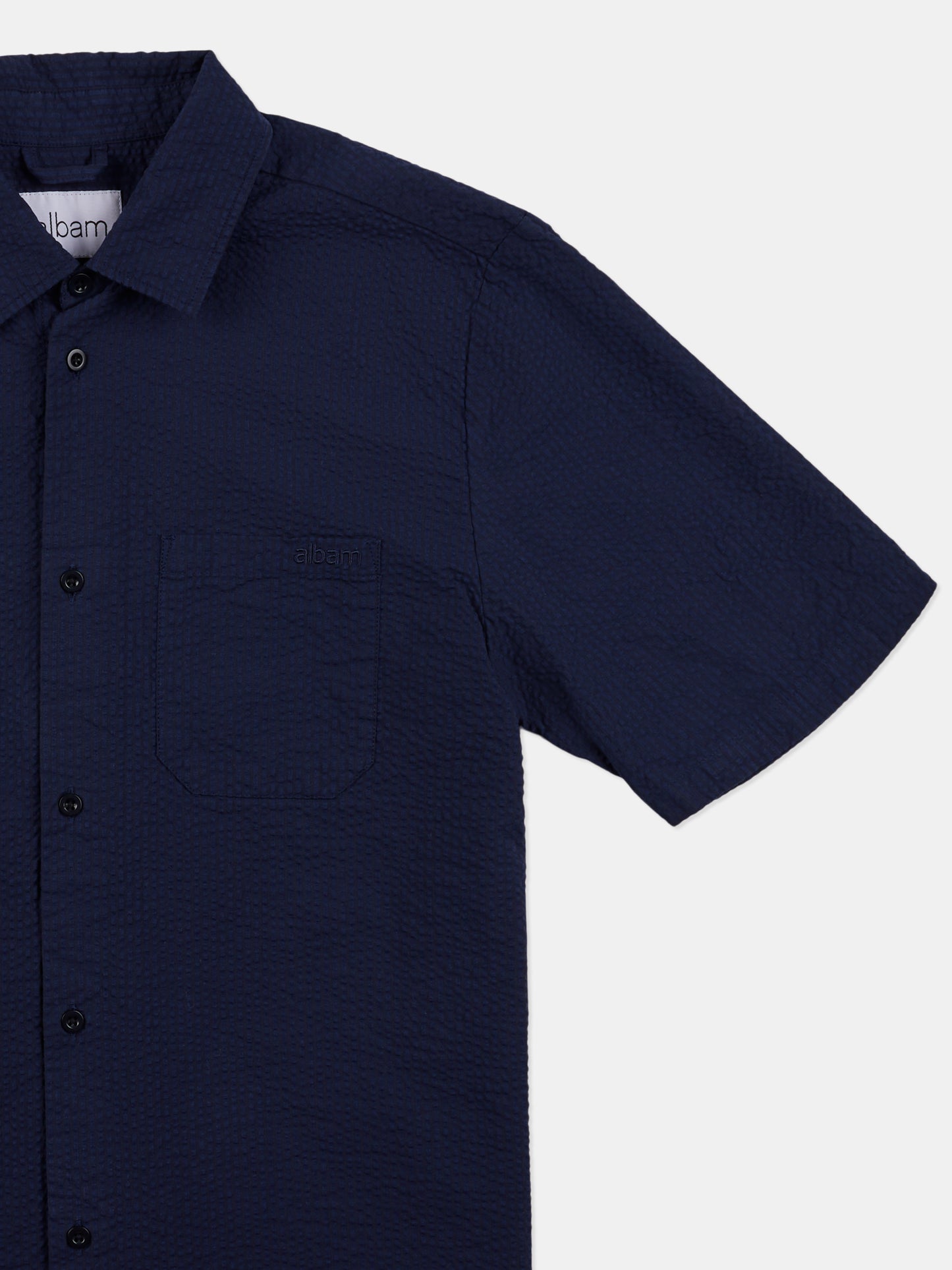 Derby Seersucker Shirt in Dark Navy