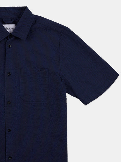 Derby Seersucker Shirt in Dark Navy