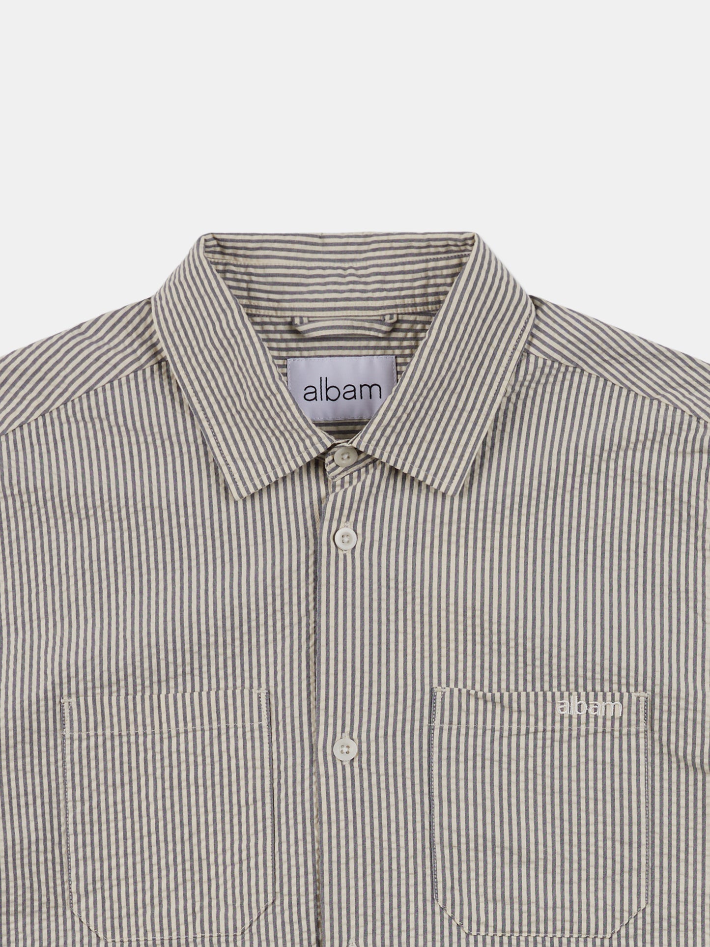 Derby Seersucker Shirt in Washed Navy