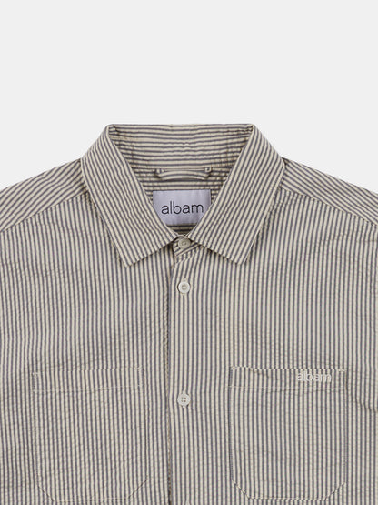 Derby Seersucker Shirt in Washed Navy