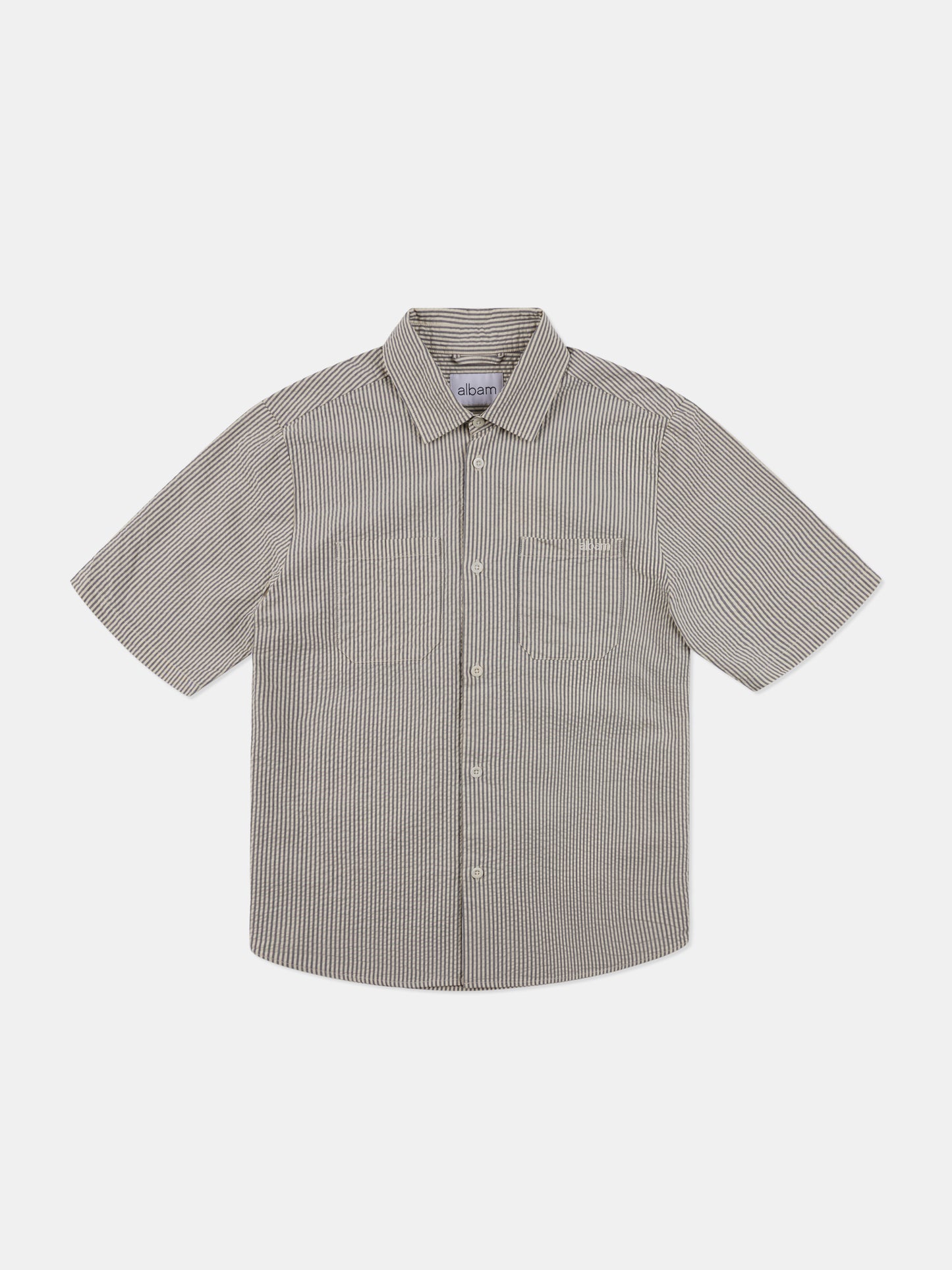 Derby Seersucker Shirt in Washed Navy