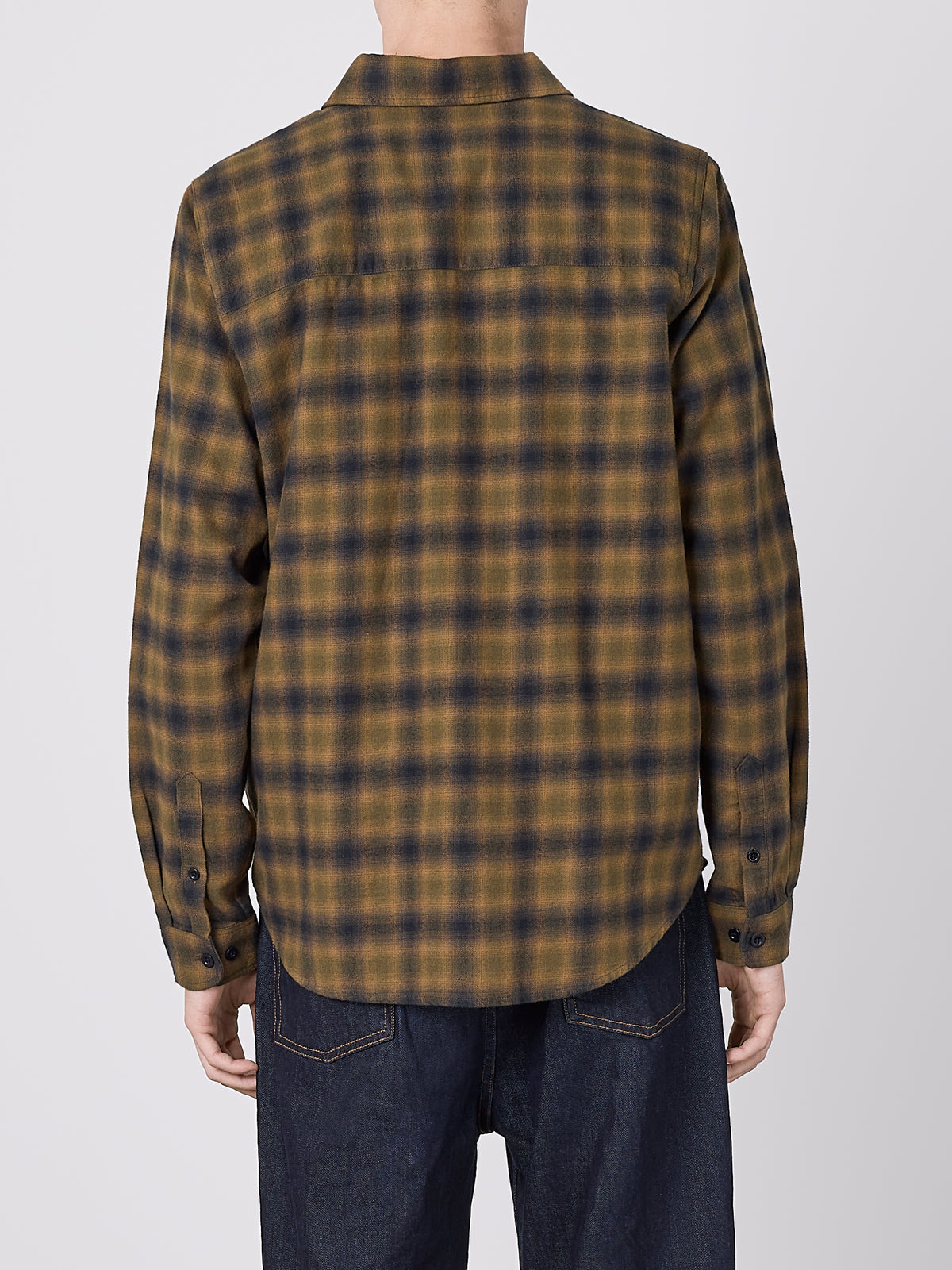 Kennedy Check Flannel Shirt in Dark Khaki