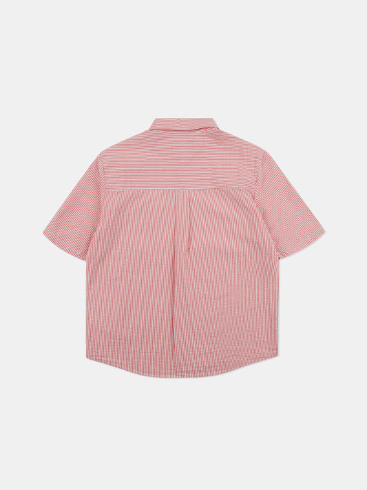 Derby Seersucker Shirt in Washed Red
