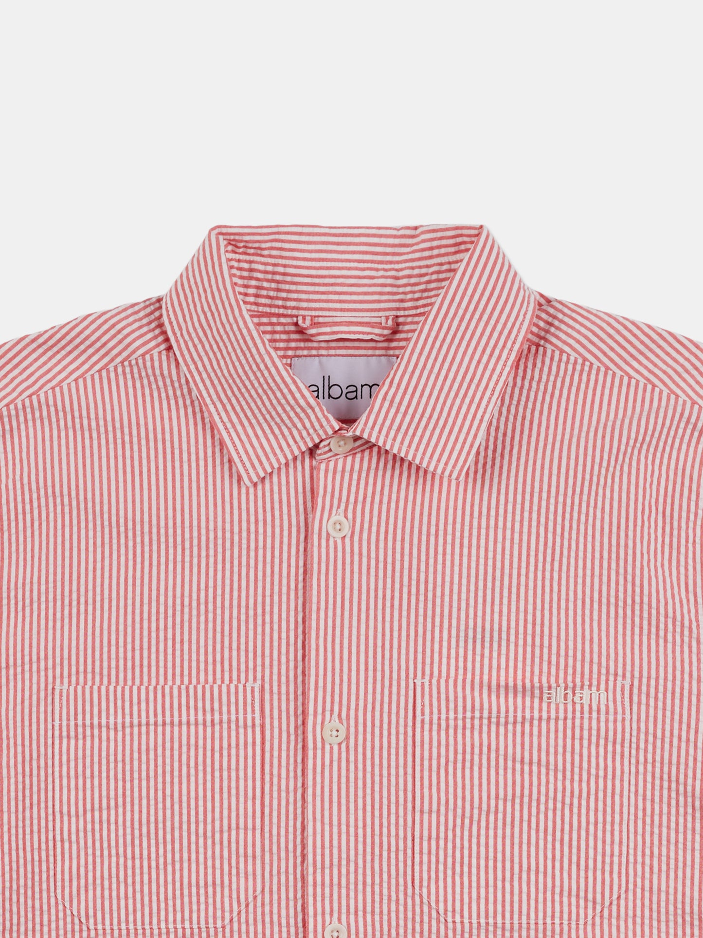 Derby Seersucker Shirt in Washed Red