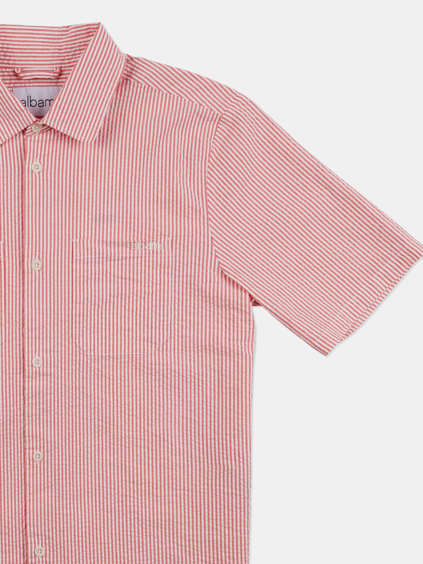 Derby Seersucker Shirt in Washed Red