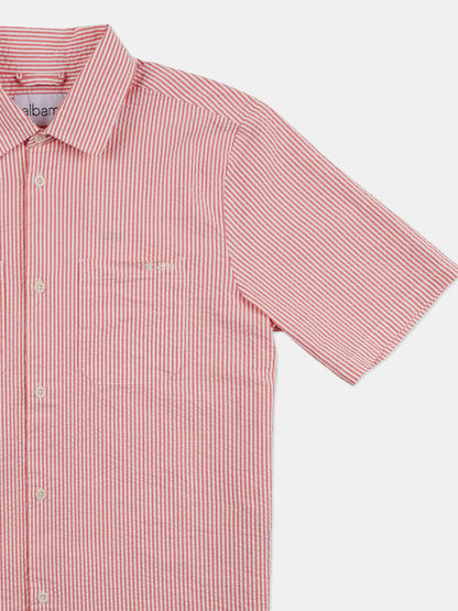 Derby Seersucker Shirt in Washed Red