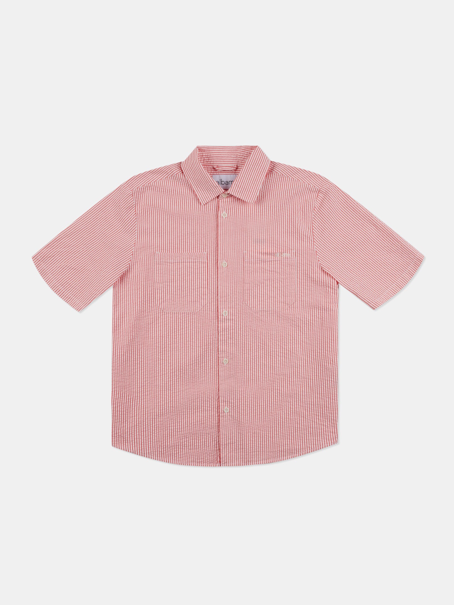 Derby Seersucker Shirt in Washed Red