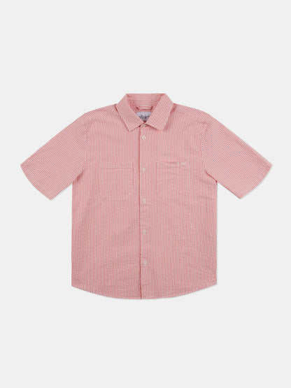 Derby Seersucker Shirt in Washed Red
