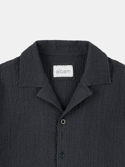 Seersucker Fenton Shirt in Black