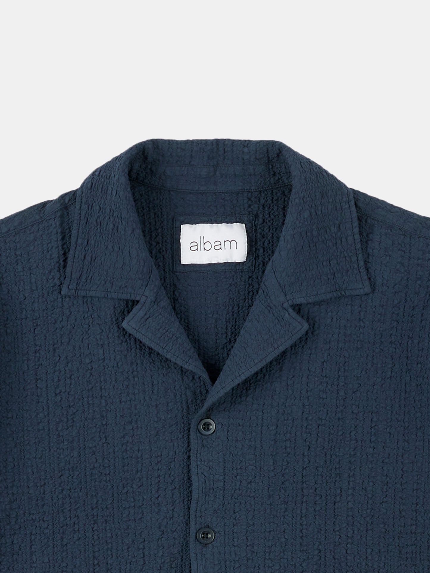 Seersucker Fenton Shirt in Dark Navy