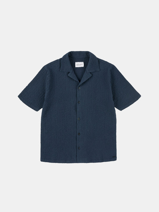 Seersucker Fenton Shirt in Dark Navy