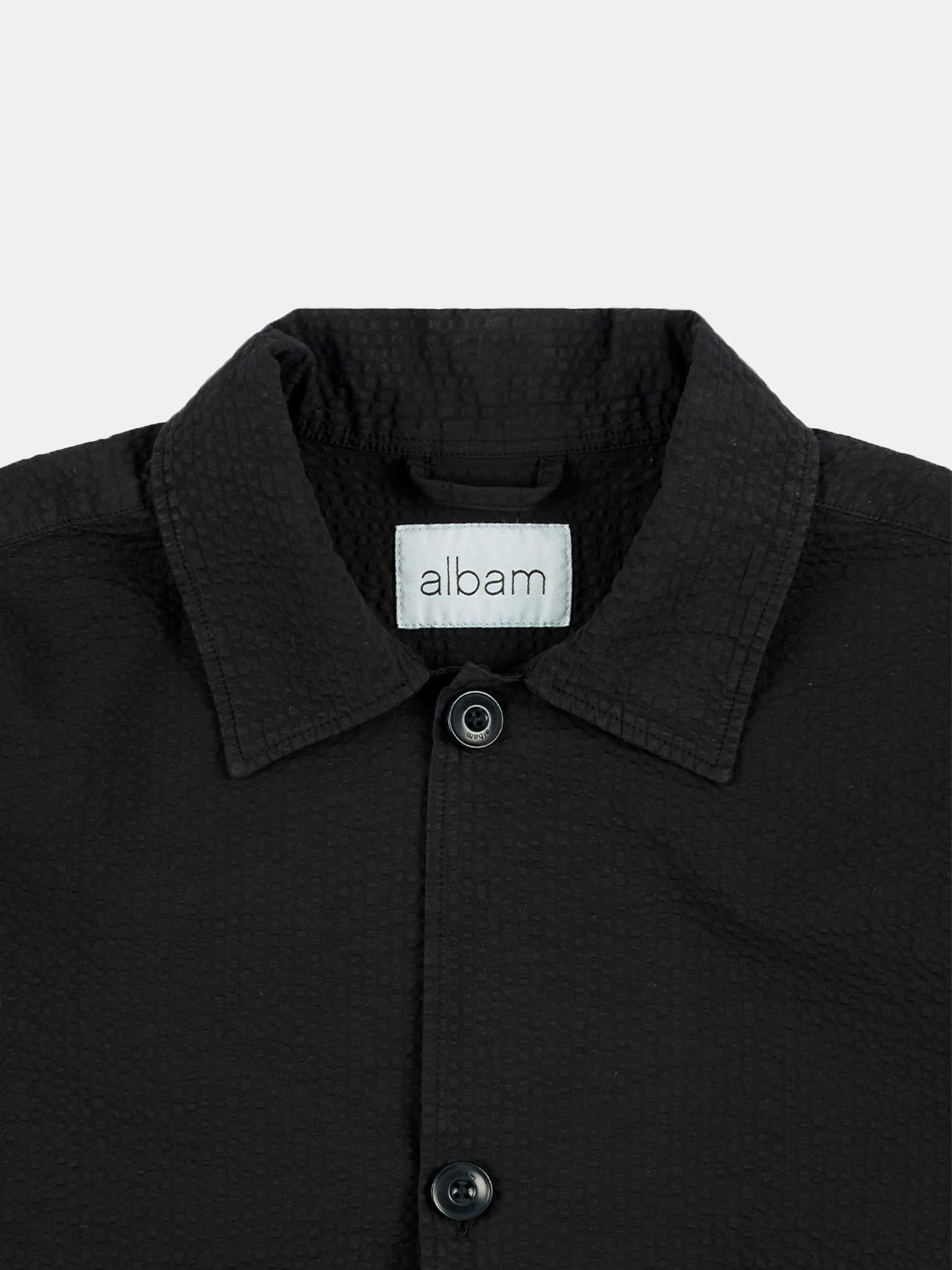 Seersucker Modern Overshirt in Black