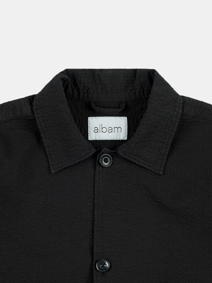 Seersucker Modern Overshirt in Black