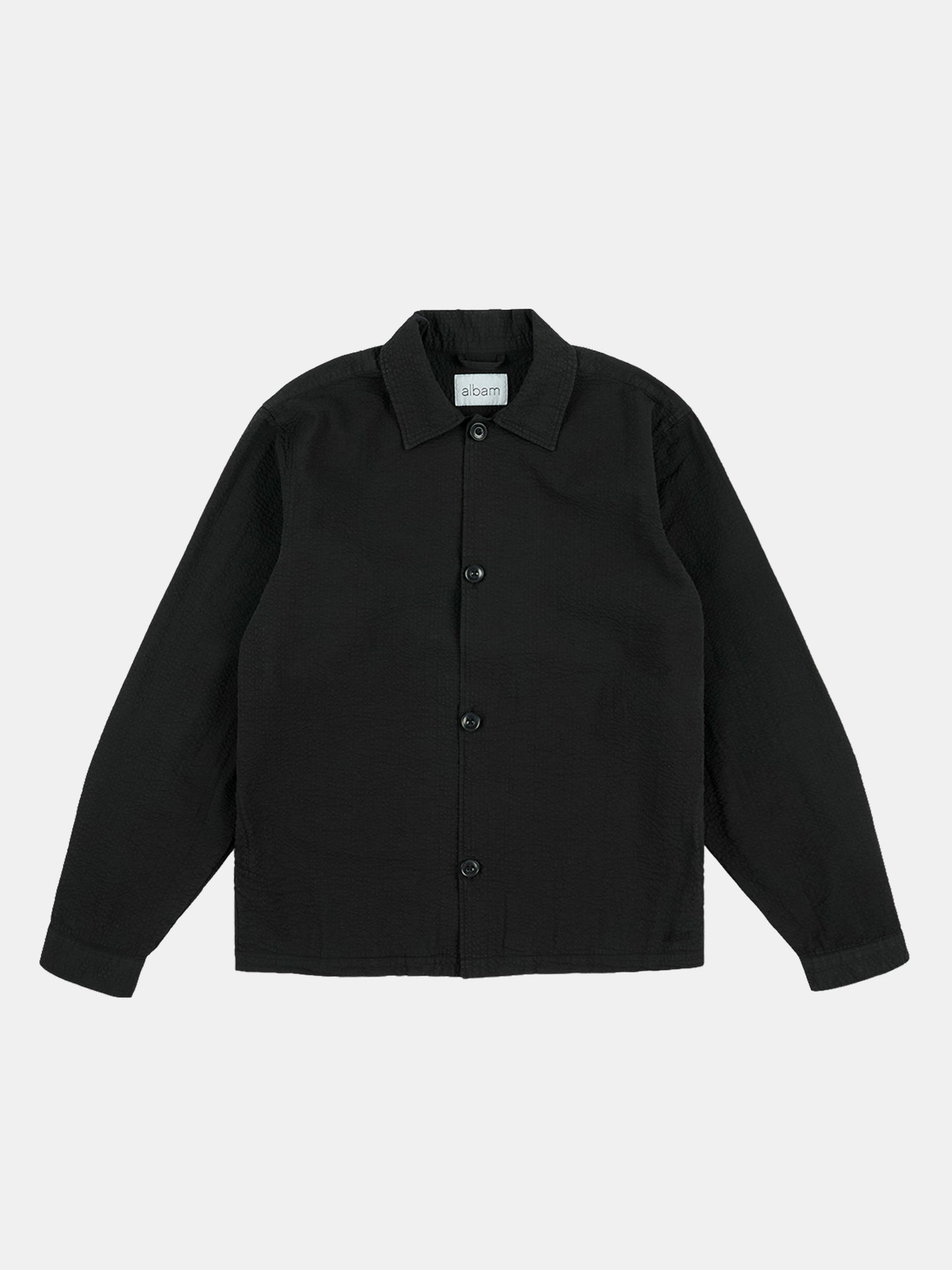 Seersucker Modern Overshirt in Black
