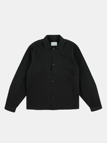 Seersucker Modern Overshirt in Black