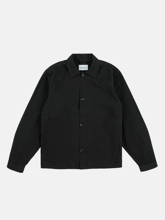Seersucker Modern Overshirt in Black