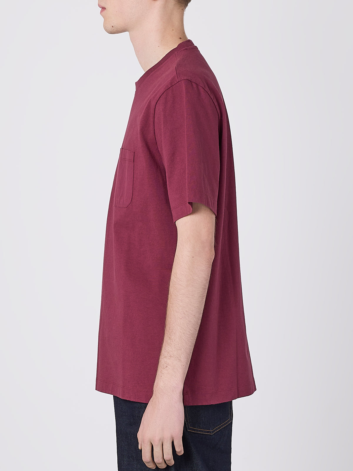 Woven Pocket T-Shirt in Deep Claret